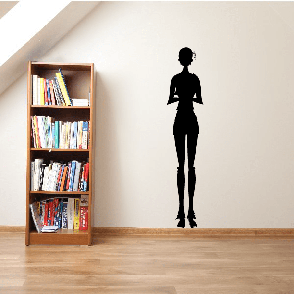 Yoga workout wall decal vinyl featuring a female yoga pose silhouette