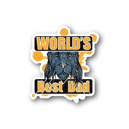 Vinyl sticker with 'World's Best Dad' text and dark cat graphic