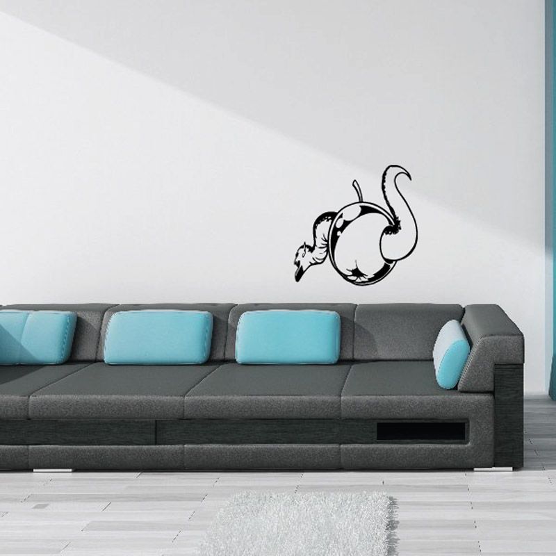 Worm through apple wall decal, black and white cartoon outline