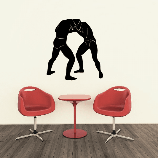 Grappling wrestler decal sticker showing two wrestlers in black