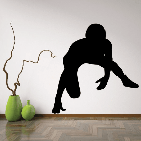 Wrestler silhouette wall decal, ready-to-fight pose