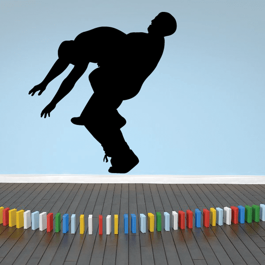 Wrestling body slam decal with black silhouette of wrestler mid-throw