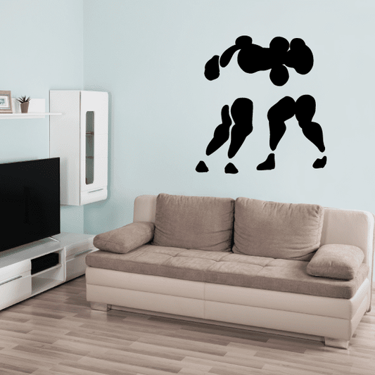 Wrestling wall decal with two black wrestler silhouettes