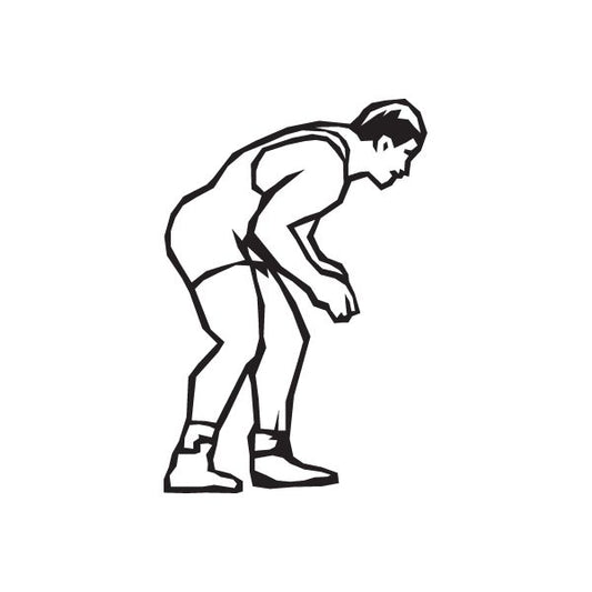 Wrestling wall decal of a black stylized wrestler crouching forward