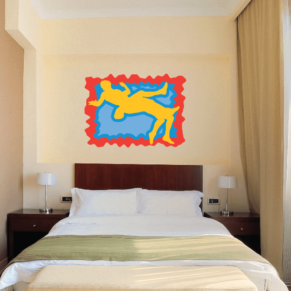 Image of Wrestling Wall Decal - Vinyl Sticker - Car Sticker - Die Cut Sticker - CDScolor0004