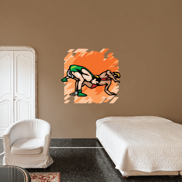 Image of Wrestling Wall Decal - Vinyl Sticker - Car Sticker - Die Cut Sticker - SMcolor002