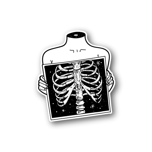 X-ray skeleton vinyl sticker with ribcage X-ray graphic