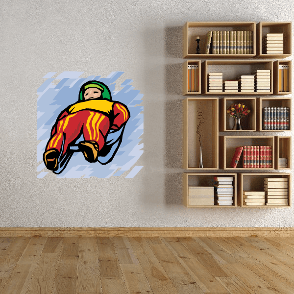 Image of Yellow and Red Lugeing Die cut decal