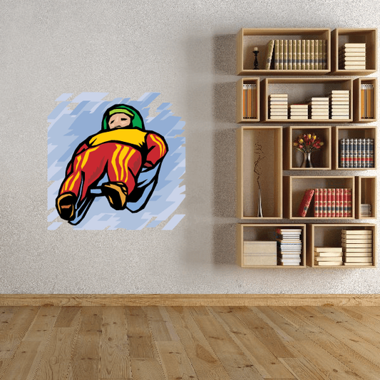 Image of Yellow and Red Lugeing Die cut decal