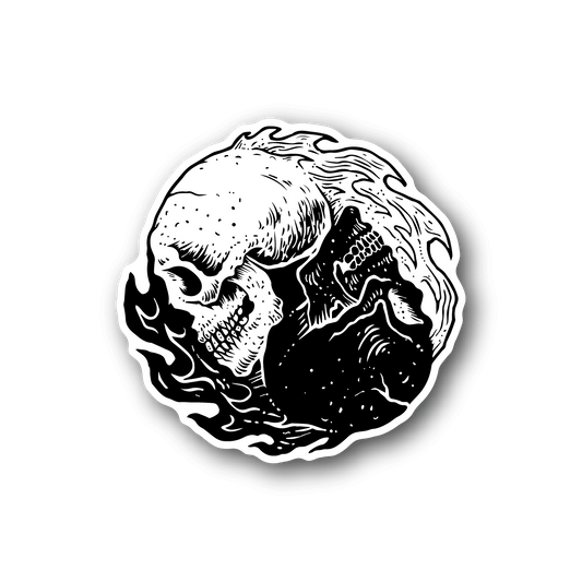 Yin Yang Skull Vinyl Sticker weather-resistant vinyl sticker by VinylDisorder