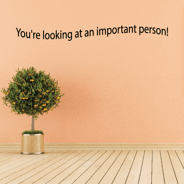 Wall decal with quote "You're looking at an important person!"