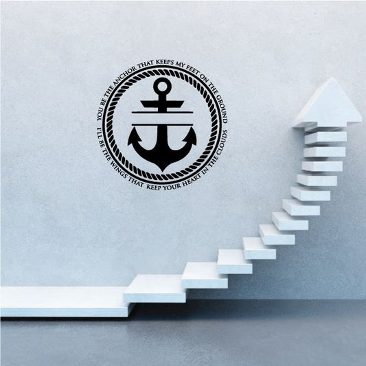 Wall decal: black anchor in circle with step-style arrow graphic