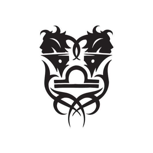 Image of Libra Tribal Head Scales Decal