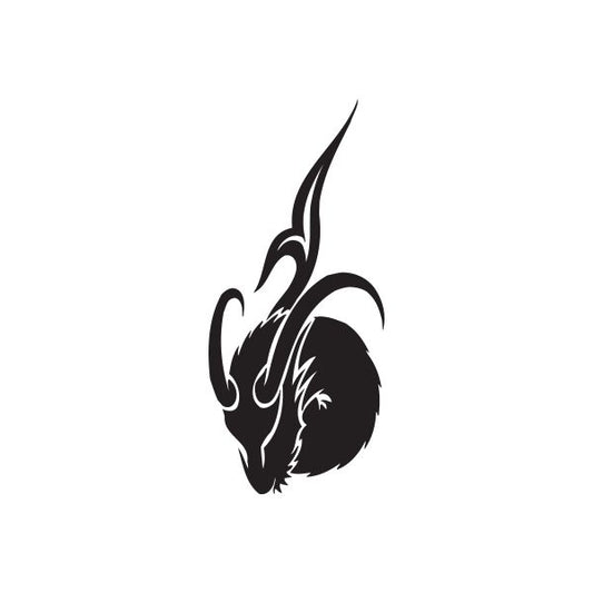 Black tribal charging Capricorn decal, horned silhouette