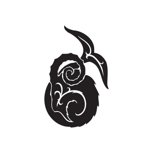 Black tribal Capricorn diving decal with curled horn and tail silhouette