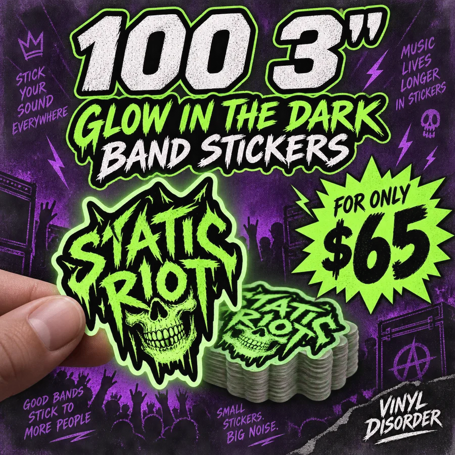 100 × 3″ glow band stickers — $65