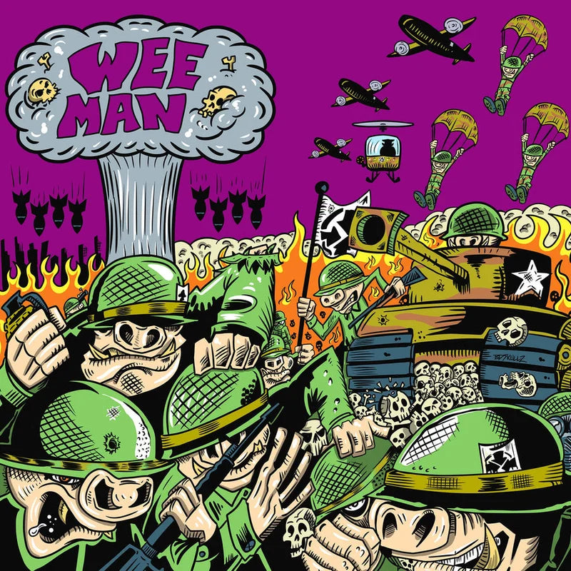 Bobby Draws Skullz War Pigs skateboard artwork created for Wee Man