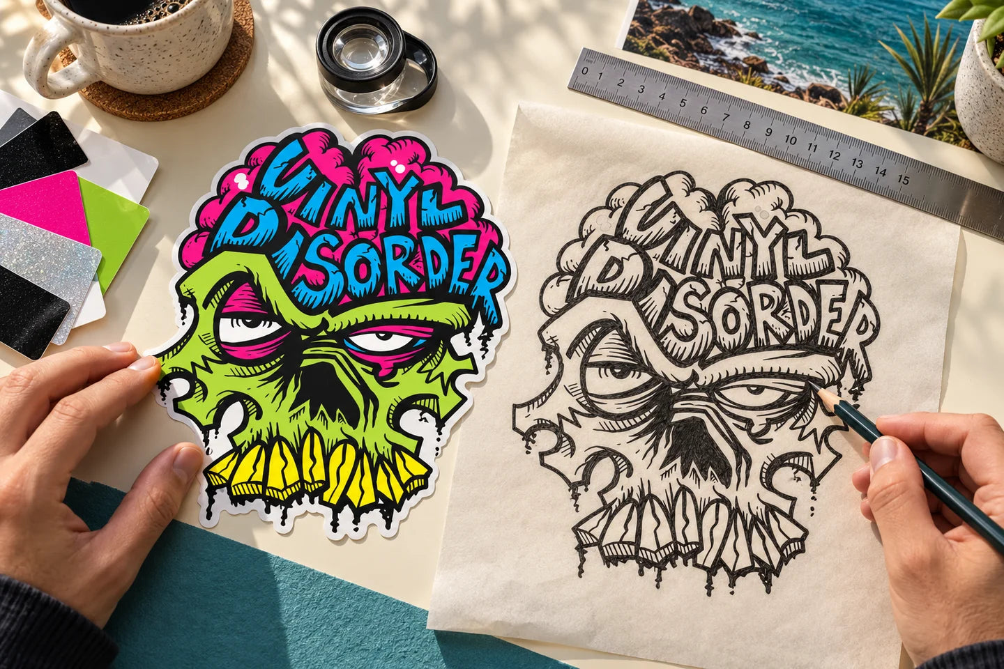 Explore printed stickers and cut-vinyl decals