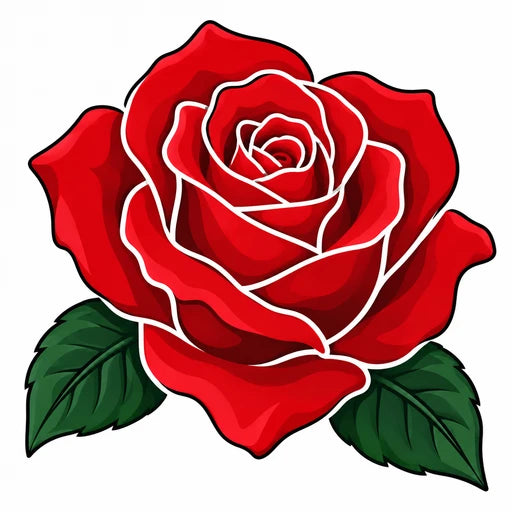 Full-color red rose artwork