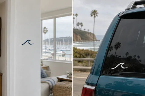 Illustrative indoor wall and outdoor vehicle-window vinyl applications