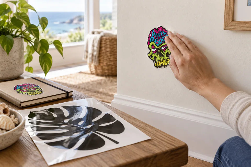 A small sample patch is checked on a smooth wall before placing the larger design.