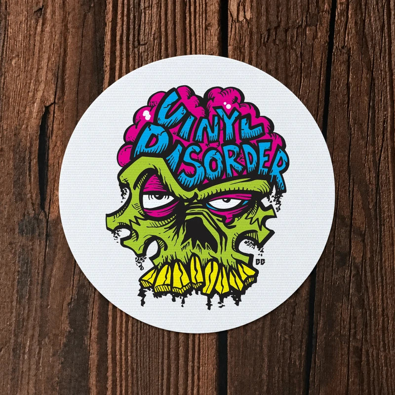 Reference-based render of the authentic Vinyl Disorder skull printed on Vinyl Fabric (Reusable).