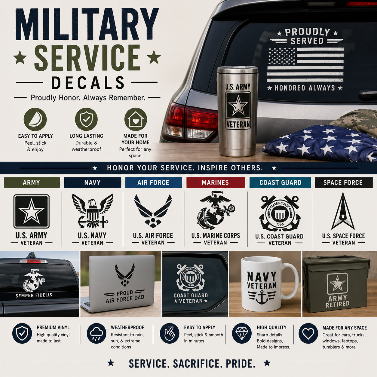 Military Service Decals
