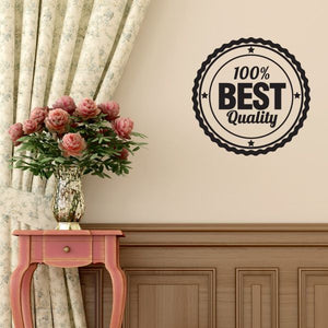 Round wall decal with scalloped border and text "100% BEST Quality"