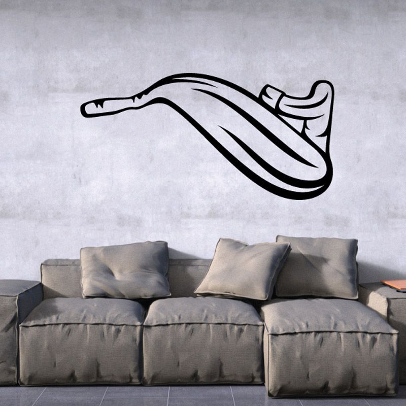 Motorcycle exhaust decal with black-and-white line art graphic