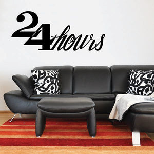 Vinyl wall decal: “24 hours” black script