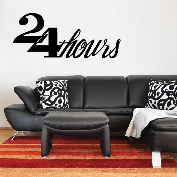 Vinyl wall decal: “24 hours” black script