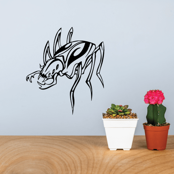 Three-eye beetle wall decal, black line art