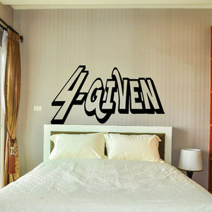 Black wall decal with stylized '4GIVEN' lettering