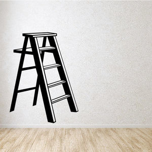 Four-step paint ladder wall decal, black ladder silhouette