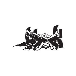 Alligator decal sticker, black with white outline and teeth graphic