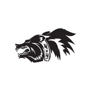 Bear head graphic sticker in black, snarling design with claw-like accents