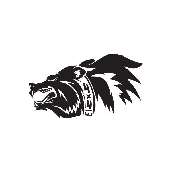 Bear head graphic sticker in black, snarling design with claw-like accents
