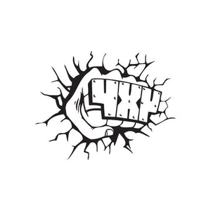 Brass knuckle decal with four metal plate segments and spiked outline