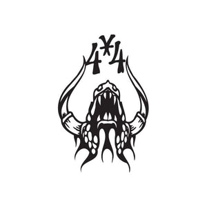 Bull head decal with sharp horns, black graphic