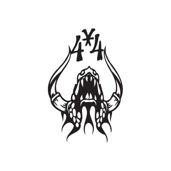 Bull head decal with sharp horns, black graphic