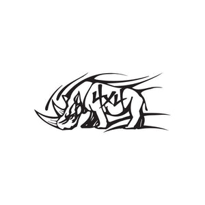 Charging rhino decal sticker with black outline graphic