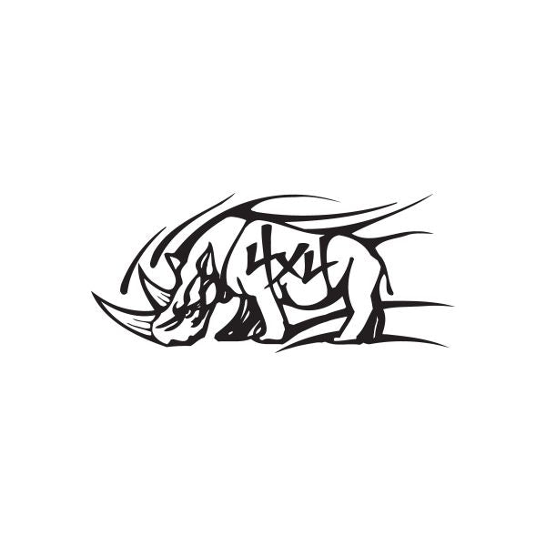 Charging rhino decal sticker with black outline graphic