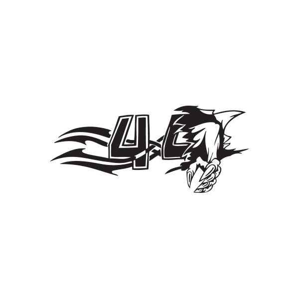 Claw decal with stylized black-and-white claw graphic