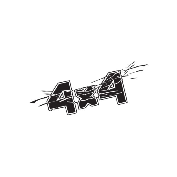 Black 4x4 muddy decal with star and lightning graphic