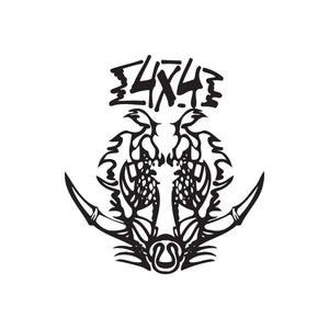 Off-road boar decal, black tribal-style graphic