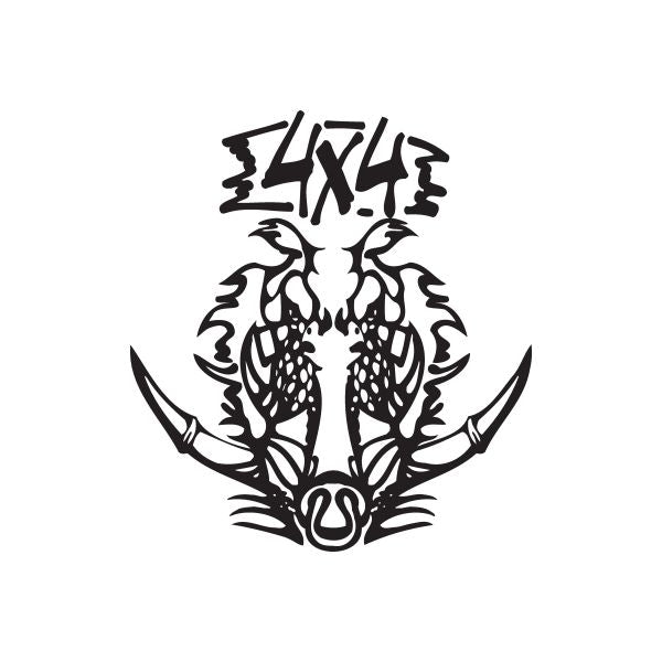 Off-road boar decal, black tribal-style graphic