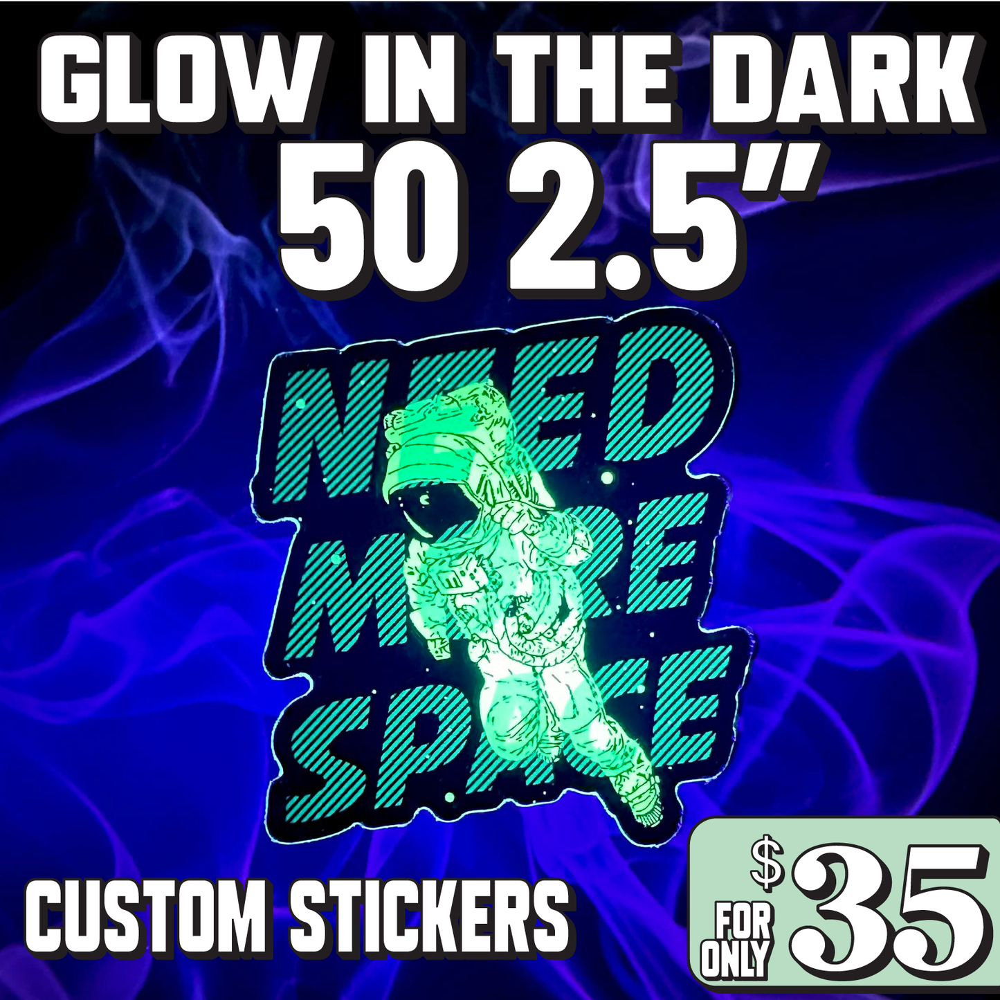 50 - 2.5" Glow in the Dark Stickers