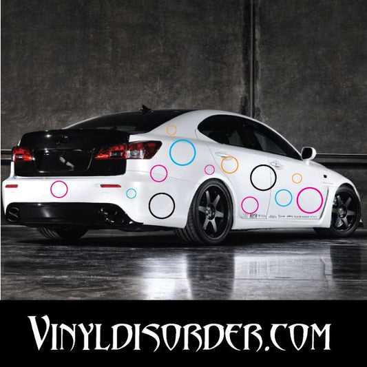 52 Circles Outlined Wall Decal Kit - Vinyl Decal - Car Decal - Many Sizes Available.