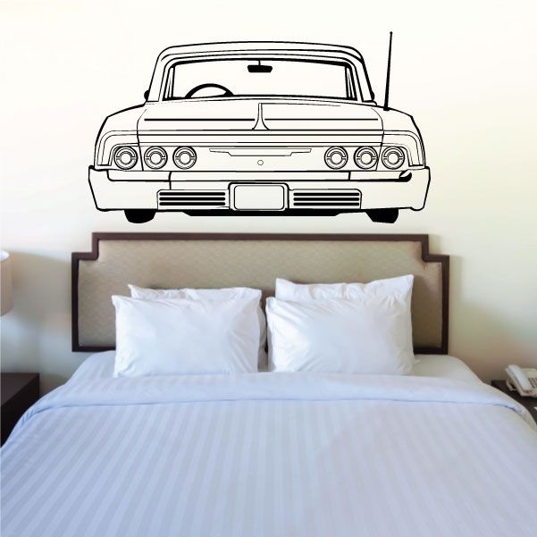 Lowrider car line-art wall decal