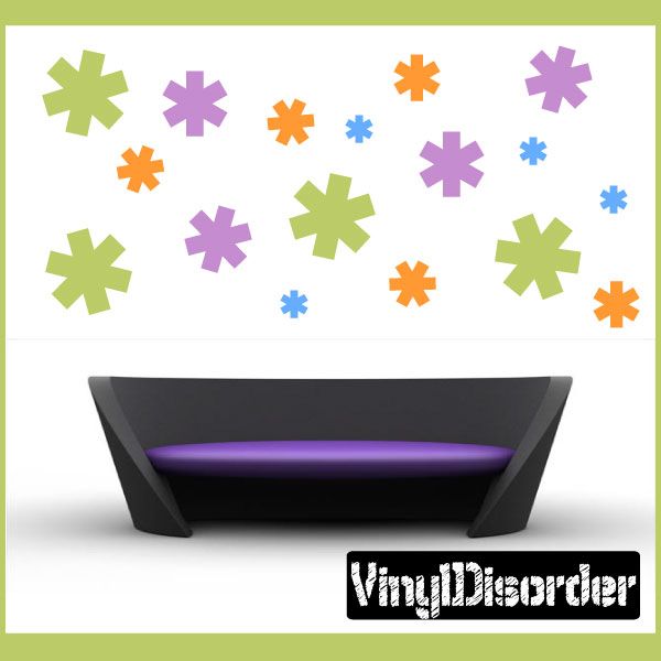 Vinyl wall decal kit with multicolor starburst decals